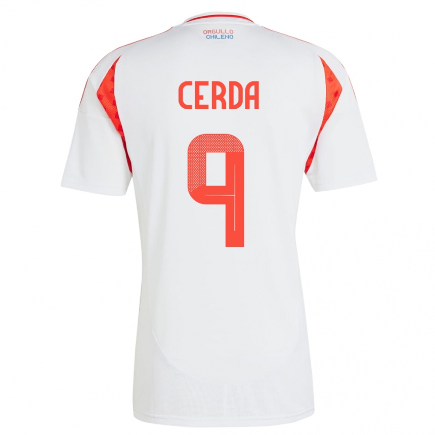 Kids Football Chile Axel Cerda #9 White Away Jersey 24-26 T-Shirt Za