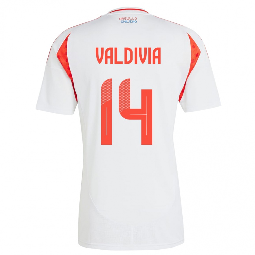 Kids Football Chile Felipe Valdivia #14 White Away Jersey 24-26 T-Shirt Za