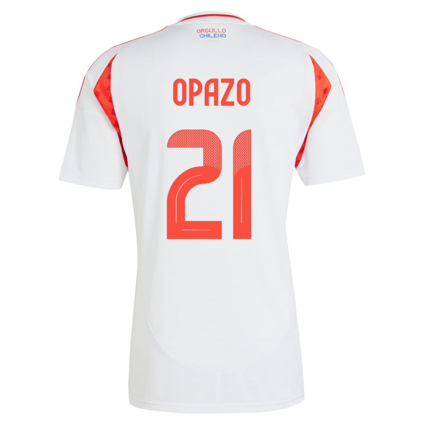 Kids Football Chile Diego Opazo #21 White Away Jersey 24-26 T-Shirt Za