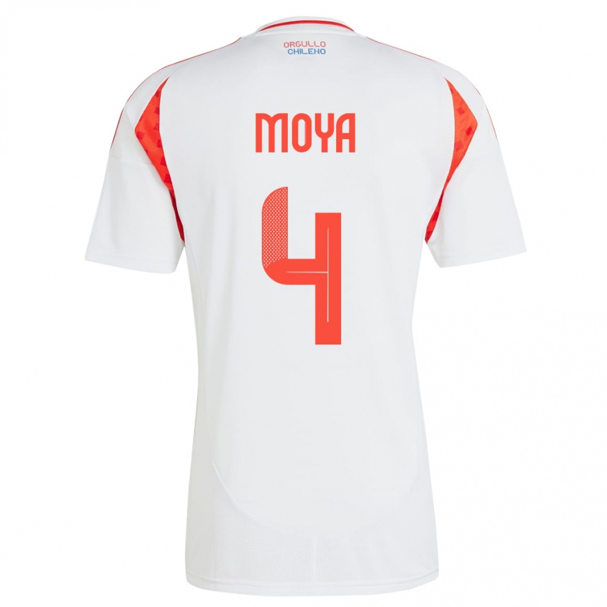 Kids Football Chile Matías Moya #4 White Away Jersey 24-26 T-Shirt Za