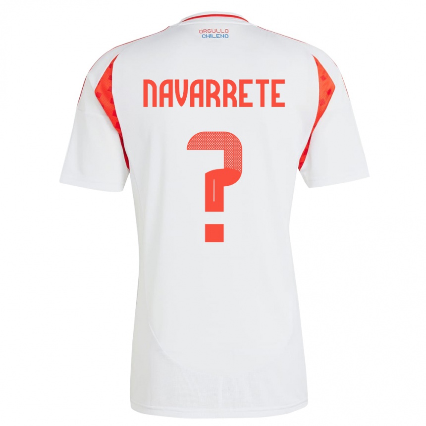 Kids Football Chile Sebastián Navarrete #0 White Away Jersey 24-26 T-Shirt Za