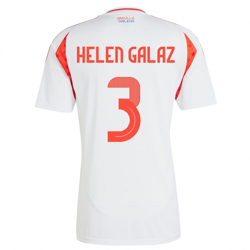 Kids Football Chile Su Helen Galaz #3 White Away Jersey 24-26 T-Shirt Za