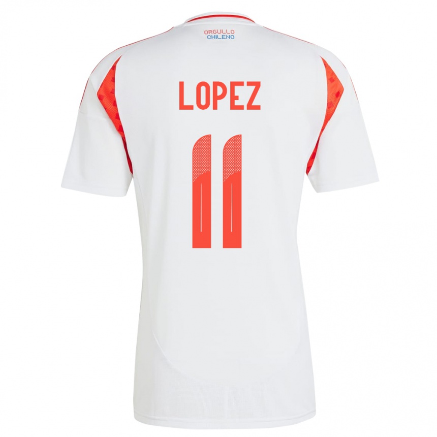 Kids Football Chile Yessenia López #11 White Away Jersey 24-26 T-Shirt Za