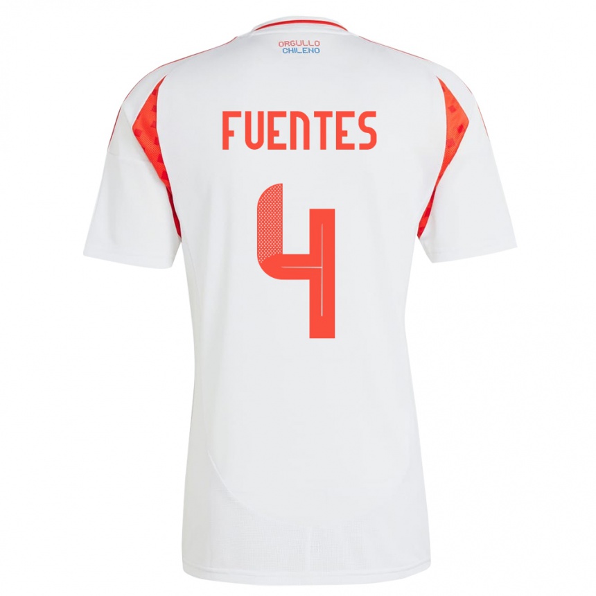 Kids Football Chile Karen Fuentes #4 White Away Jersey 24-26 T-Shirt Za