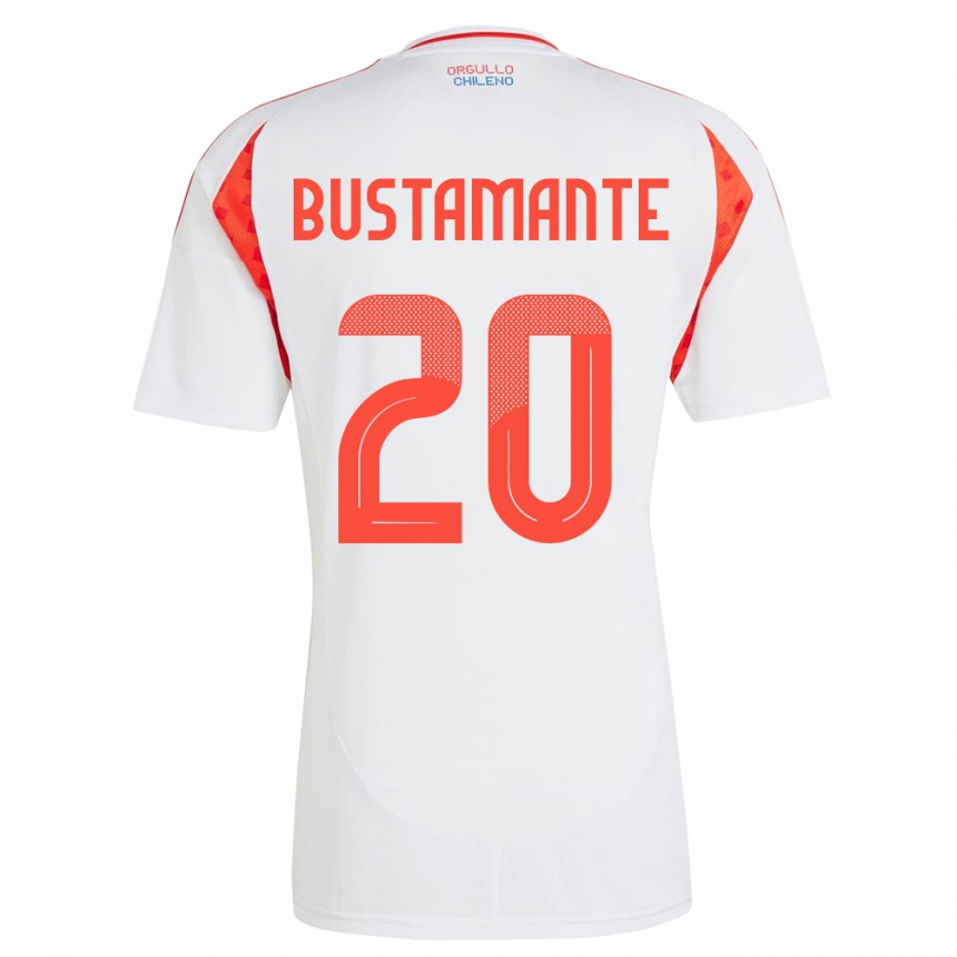 Kids Football Chile Paloma Bustamante #20 White Away Jersey 24-26 T-Shirt Za