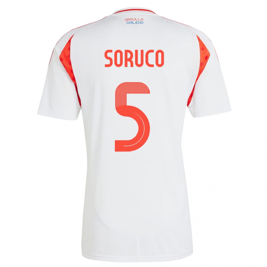 Kids Football Chile Ámbar Soruco #5 White Away Jersey 24-26 T-Shirt Za