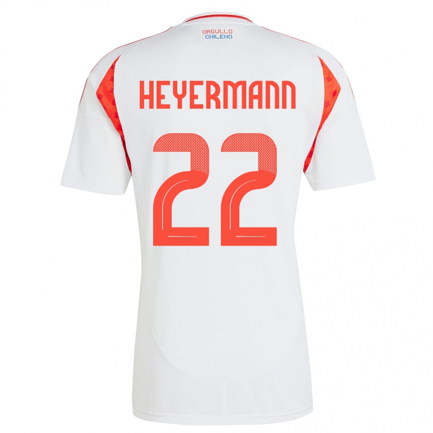 Kids Football Chile Agustina Heyermann #22 White Away Jersey 24-26 T-Shirt Za