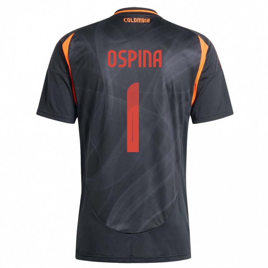 Kids Football Colombia David Ospina #1 Black Away Jersey 24-26 T-Shirt Za