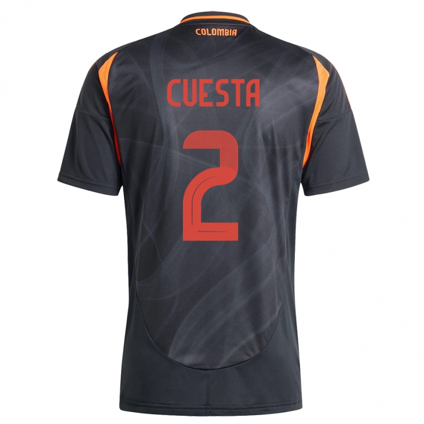 Kids Football Colombia Carlos Cuesta #2 Black Away Jersey 24-26 T-Shirt Za