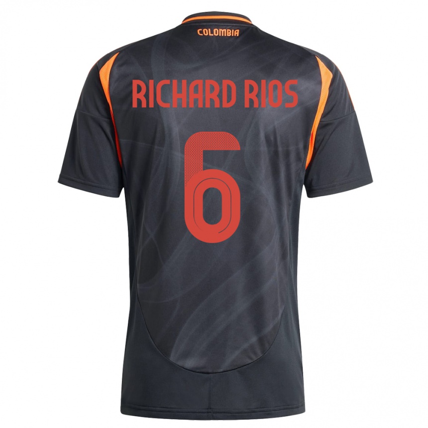 Kids Football Colombia Richard Ríos #6 Black Away Jersey 24-26 T-Shirt Za