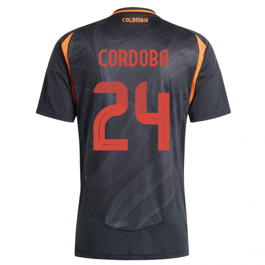 Kids Football Colombia Jhon Córdoba #24 Black Away Jersey 24-26 T-Shirt Za