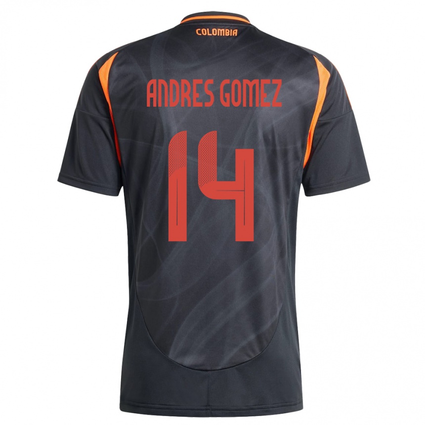 Kids Football Colombia Carlos Andrés Gómez #14 Black Away Jersey 24-26 T-Shirt Za