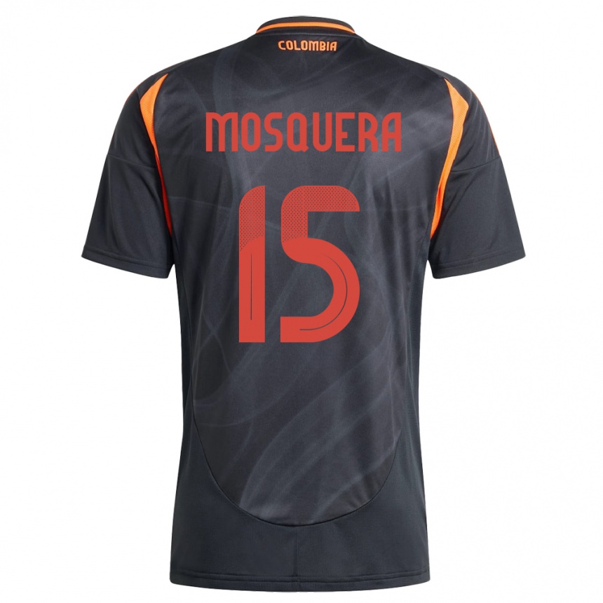 Kids Football Colombia Yerson Mosquera #15 Black Away Jersey 24-26 T-Shirt Za