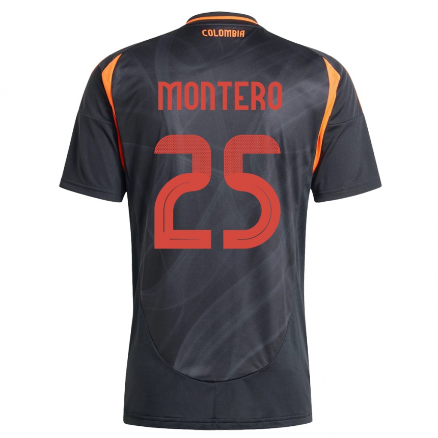 Kids Football Colombia Álvaro Montero #25 Black Away Jersey 24-26 T-Shirt Za