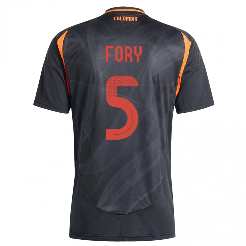 Kids Football Colombia Jimer Fory #5 Black Away Jersey 24-26 T-Shirt Za