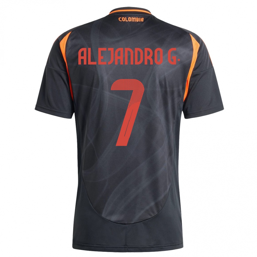 Kids Football Colombia Alejandro García #7 Black Away Jersey 24-26 T-Shirt Za