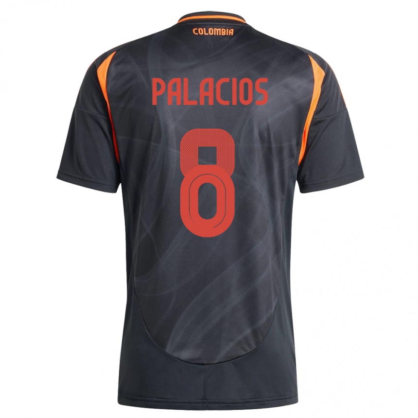 Kids Football Colombia Brahian Palacios #8 Black Away Jersey 24-26 T-Shirt Za