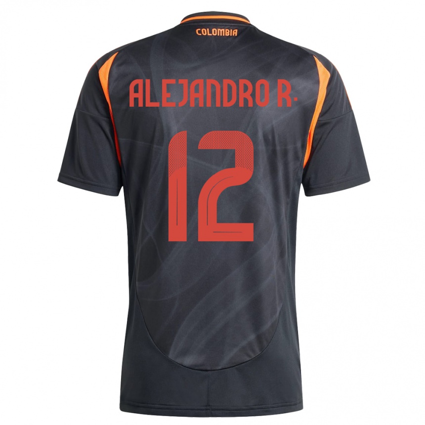 Kids Football Colombia Alejandro Rodríguez #12 Black Away Jersey 24-26 T-Shirt Za