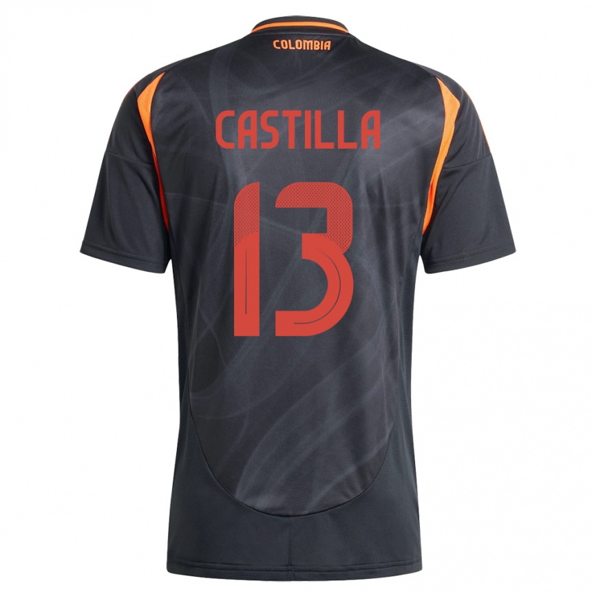 Kids Football Colombia Juan Castilla #13 Black Away Jersey 24-26 T-Shirt Za