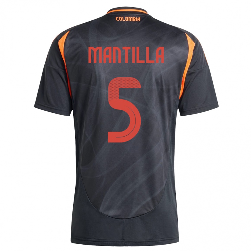 Kids Football Colombia Kevin Mantilla #5 Black Away Jersey 24-26 T-Shirt Za