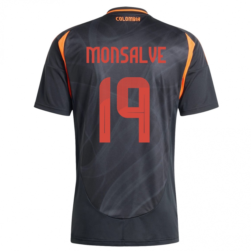 Kids Football Colombia Miguel Monsalve #19 Black Away Jersey 24-26 T-Shirt Za