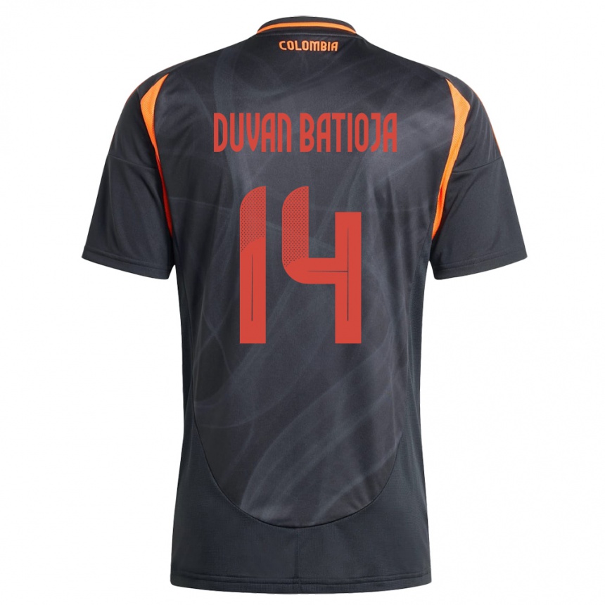 Kids Football Colombia Andy Duván Batioja #14 Black Away Jersey 24-26 T-Shirt Za