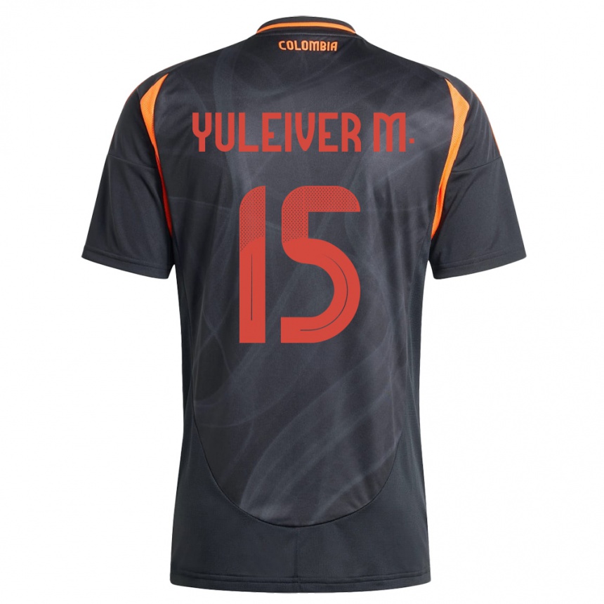 Kids Football Colombia Yuleiver Mosquera #15 Black Away Jersey 24-26 T-Shirt Za