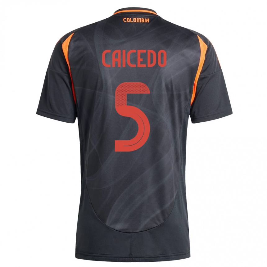 Kids Football Colombia Kelly Caicedo #5 Black Away Jersey 24-26 T-Shirt Za