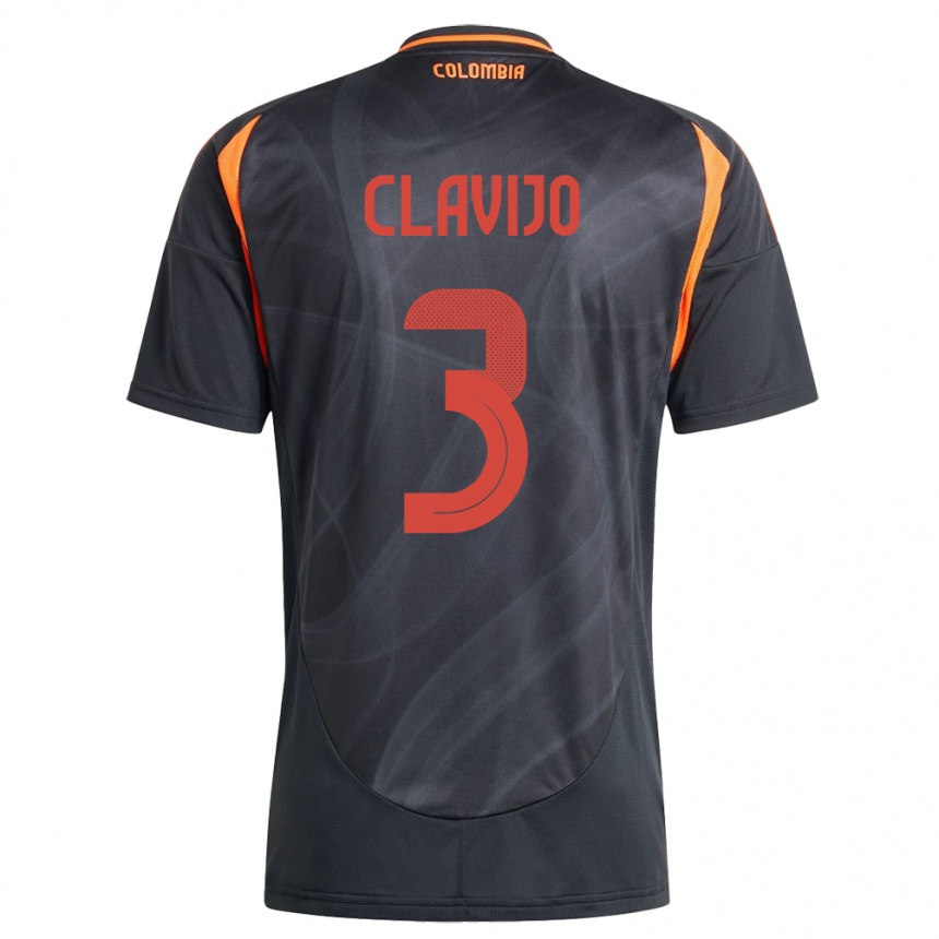 Kids Football Colombia Ángela Clavijo #3 Black Away Jersey 24-26 T-Shirt Za