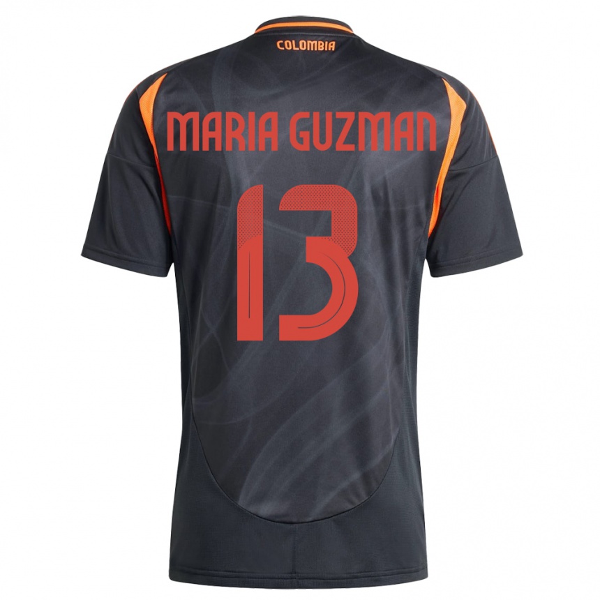 Kids Football Colombia Ana María Guzmán #13 Black Away Jersey 24-26 T-Shirt Za