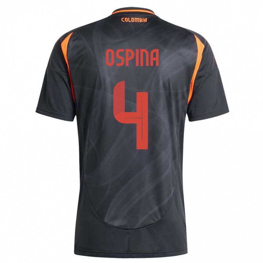 Kids Football Colombia Diana Ospina #4 Black Away Jersey 24-26 T-Shirt Za