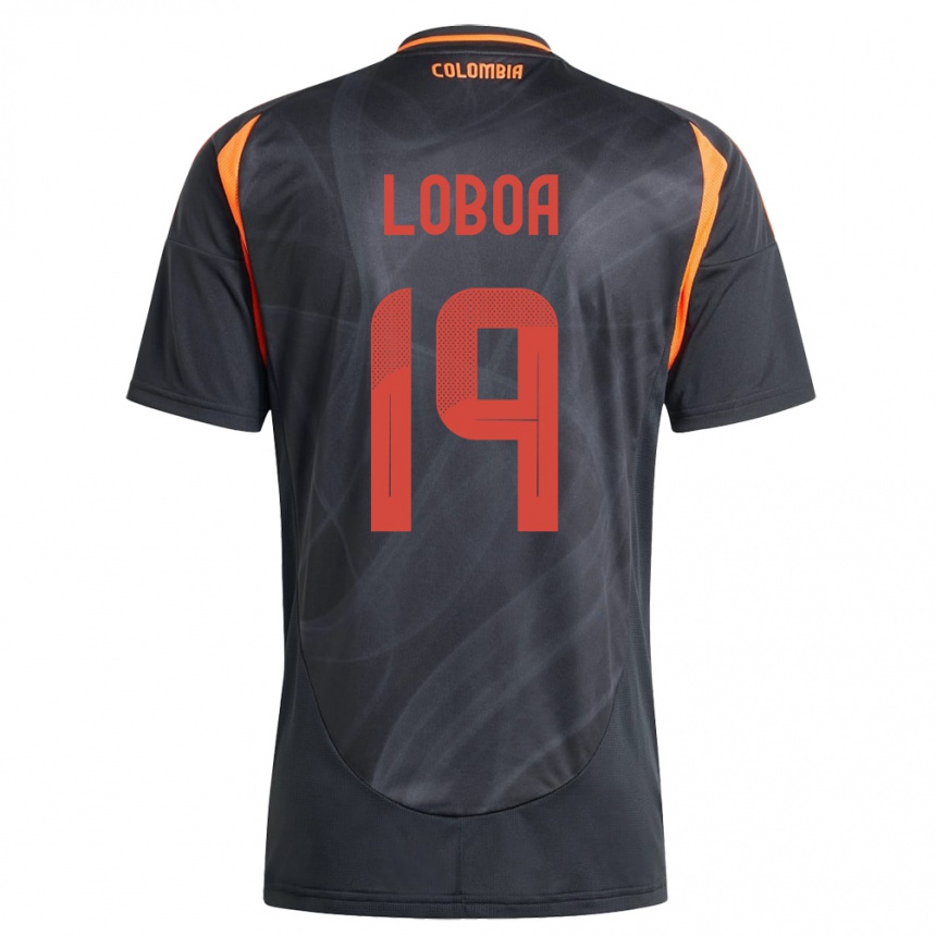 Kids Football Colombia Valerin Loboa #19 Black Away Jersey 24-26 T-Shirt Za