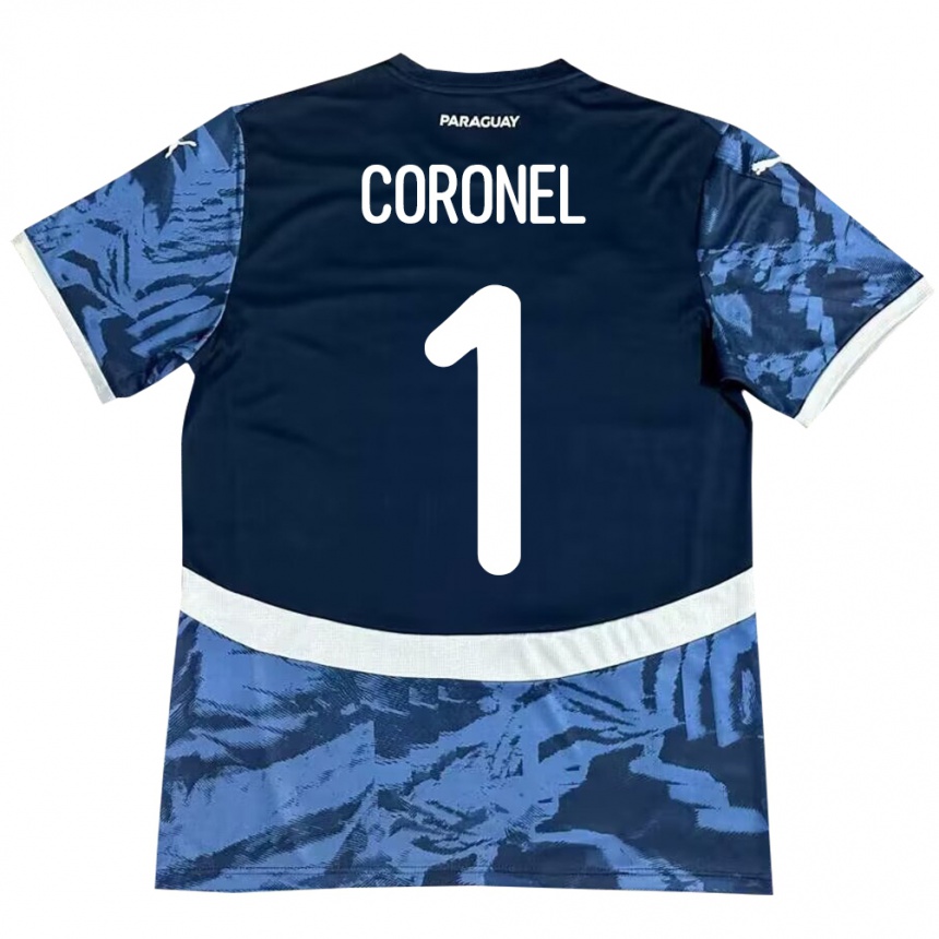 Kids Football Paraguay Carlos Coronel #1 Blue Away Jersey 24-26 T-Shirt Za