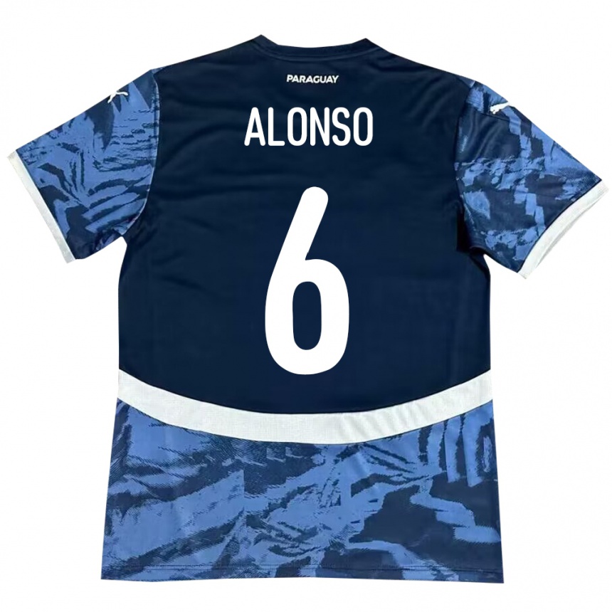 Kids Football Paraguay Júnior Alonso #6 Blue Away Jersey 24-26 T-Shirt Za