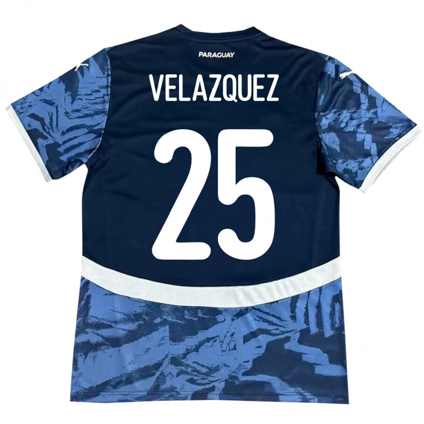 Kids Football Paraguay Gustavo Velázquez #25 Blue Away Jersey 24-26 T-Shirt Za