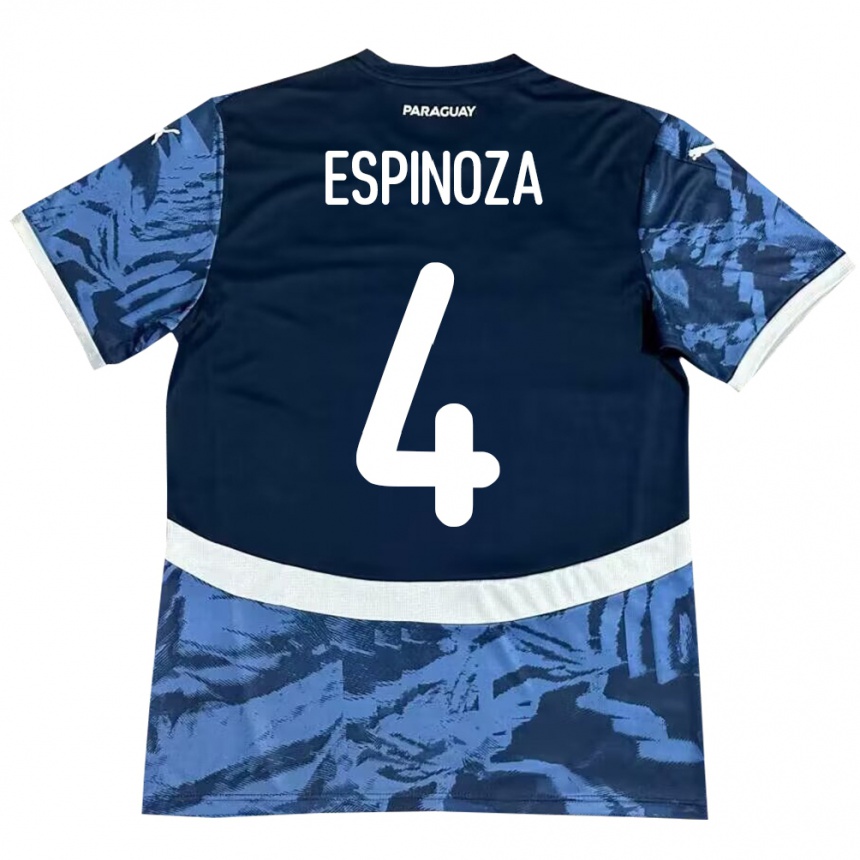 Kids Football Paraguay Matías Espinoza #4 Blue Away Jersey 24-26 T-Shirt Za