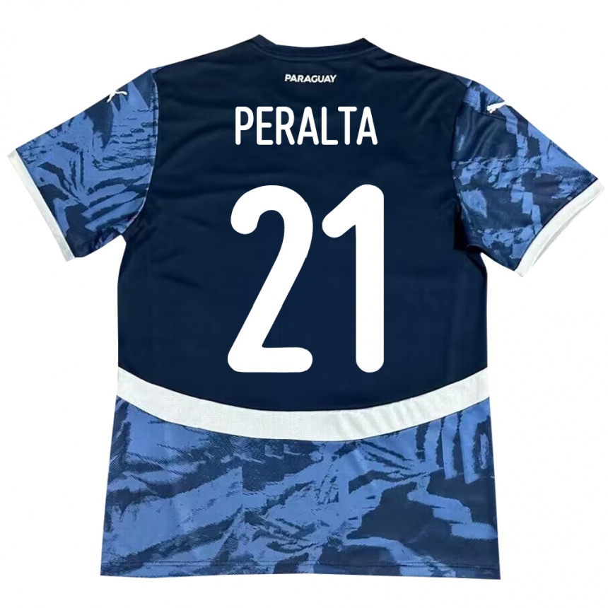 Kids Football Paraguay Fabrizio Peralta #21 Blue Away Jersey 24-26 T-Shirt Za