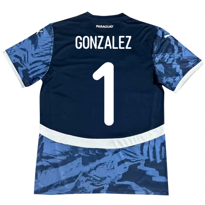 Kids Football Paraguay Ángel González #1 Blue Away Jersey 24-26 T-Shirt Za