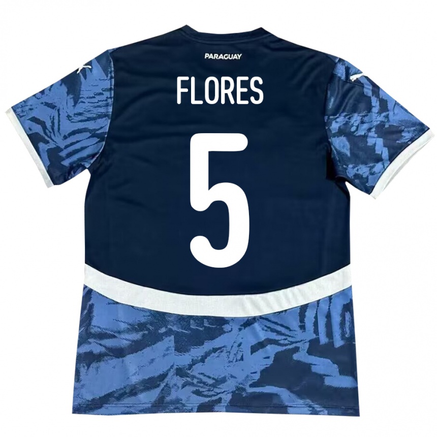 Kids Football Paraguay Gilberto Flores #5 Blue Away Jersey 24-26 T-Shirt Za