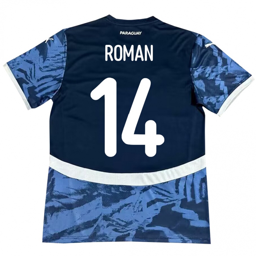 Kids Football Paraguay Fernando Román #14 Blue Away Jersey 24-26 T-Shirt Za