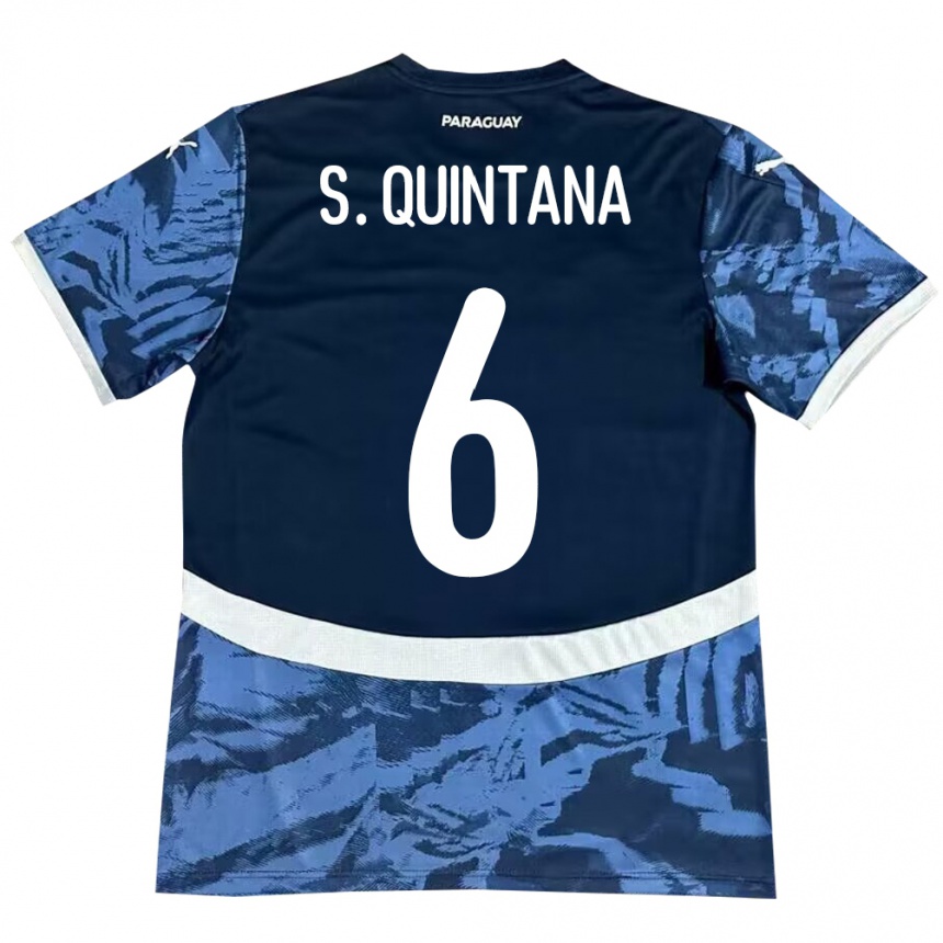 Kids Football Paraguay Sebastián Quintana #6 Blue Away Jersey 24-26 T-Shirt Za