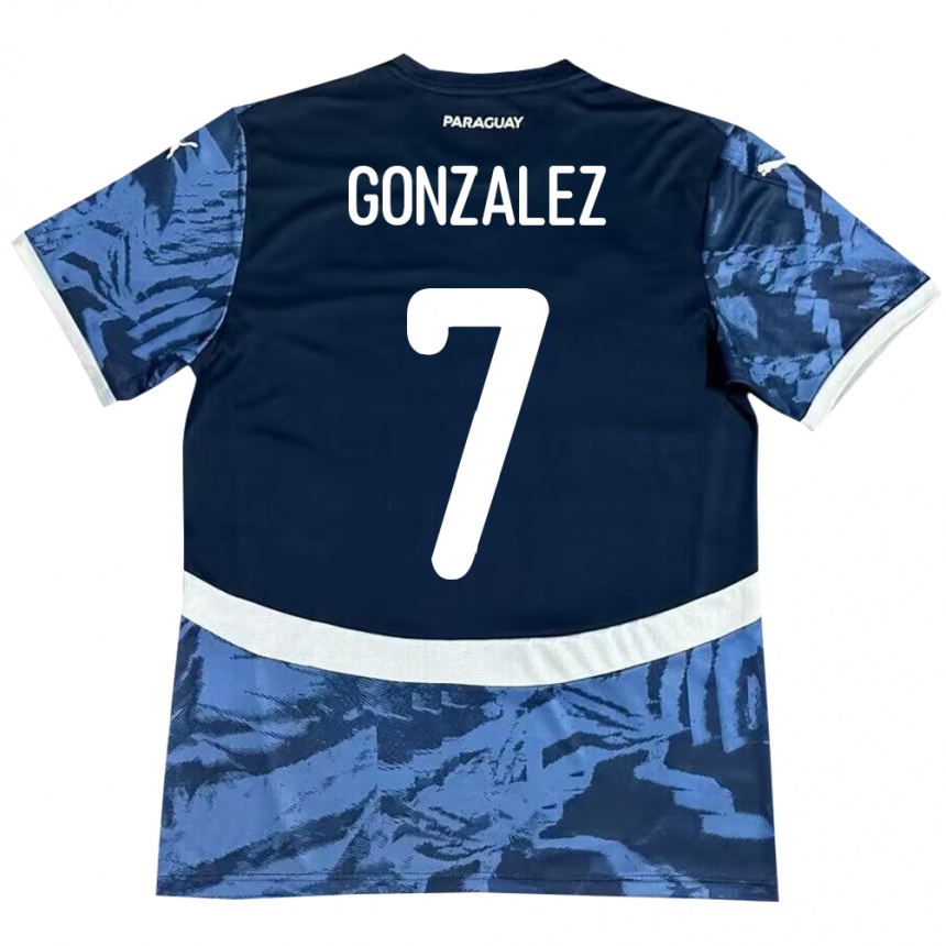 Kids Football Paraguay Diego González #7 Blue Away Jersey 24-26 T-Shirt Za