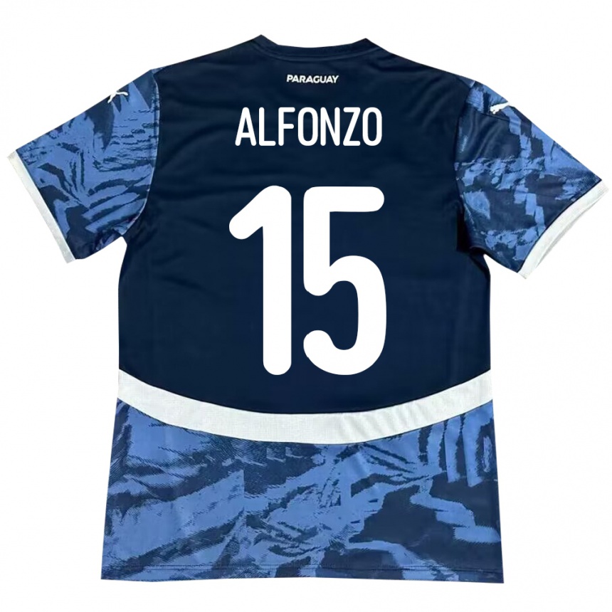 Kids Football Paraguay Axel Alfonzo #15 Blue Away Jersey 24-26 T-Shirt Za