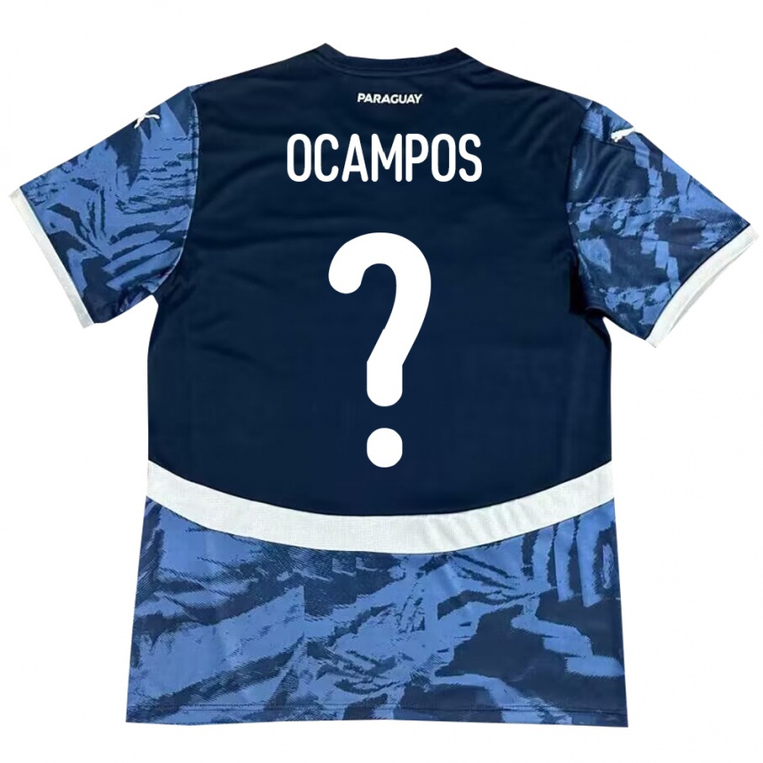 Kids Football Paraguay Santiago Ocampos #0 Blue Away Jersey 24-26 T-Shirt Za