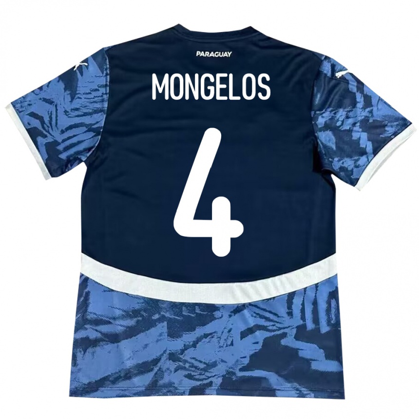 Kids Football Paraguay Rolando Mongelós #4 Blue Away Jersey 24-26 T-Shirt Za