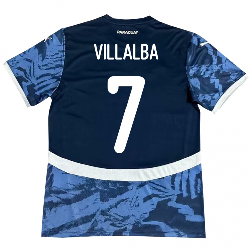 Kids Football Paraguay Rodrigo Villalba #7 Blue Away Jersey 24-26 T-Shirt Za