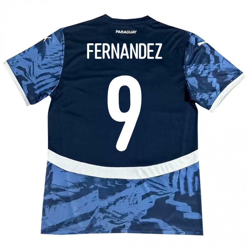 Kids Football Paraguay David Fernández #9 Blue Away Jersey 24-26 T-Shirt Za