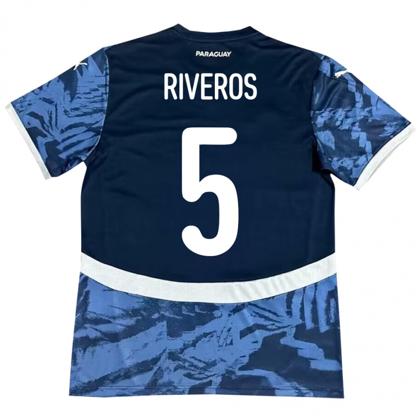 Kids Football Paraguay Verónica Riveros #5 Blue Away Jersey 24-26 T-Shirt Za