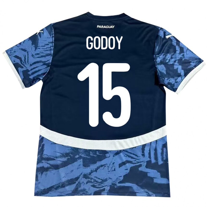 Kids Football Paraguay Fanny Godoy #15 Blue Away Jersey 24-26 T-Shirt Za