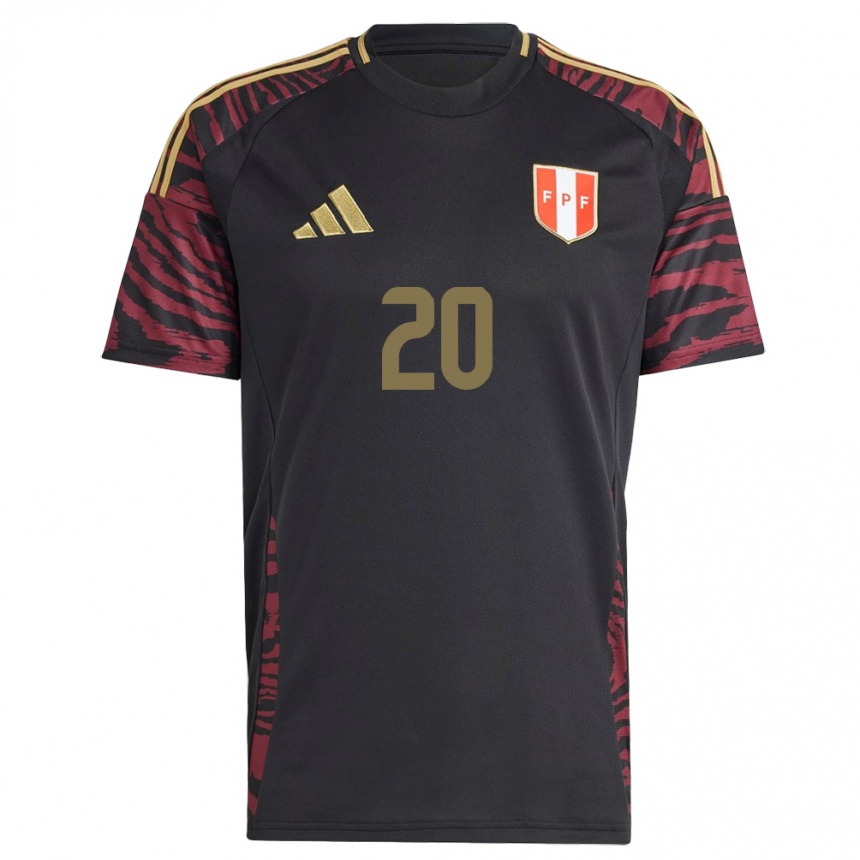 Kids Football Peru Edison Flores #20 Black Away Jersey 24-26 T-Shirt Za